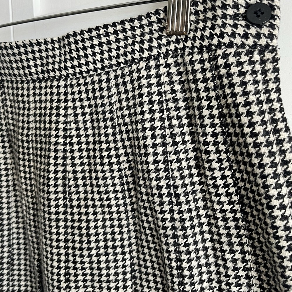 Vtg Houndstooth Wool Blend Skirt Women 16 Pleated Preppy Academia Schoolgirl - Picture 3 of 10
